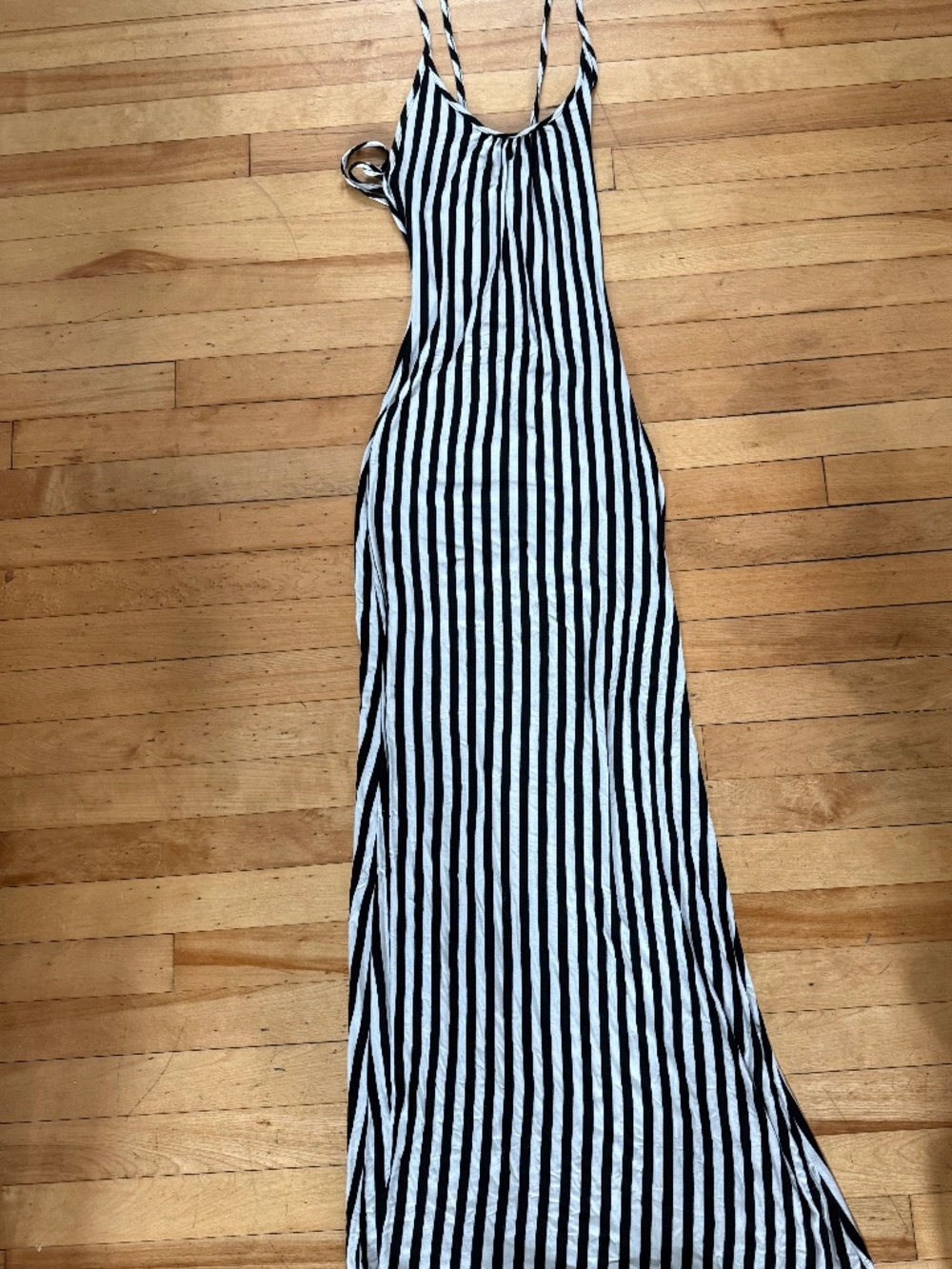 Black and white stripped maxi dress